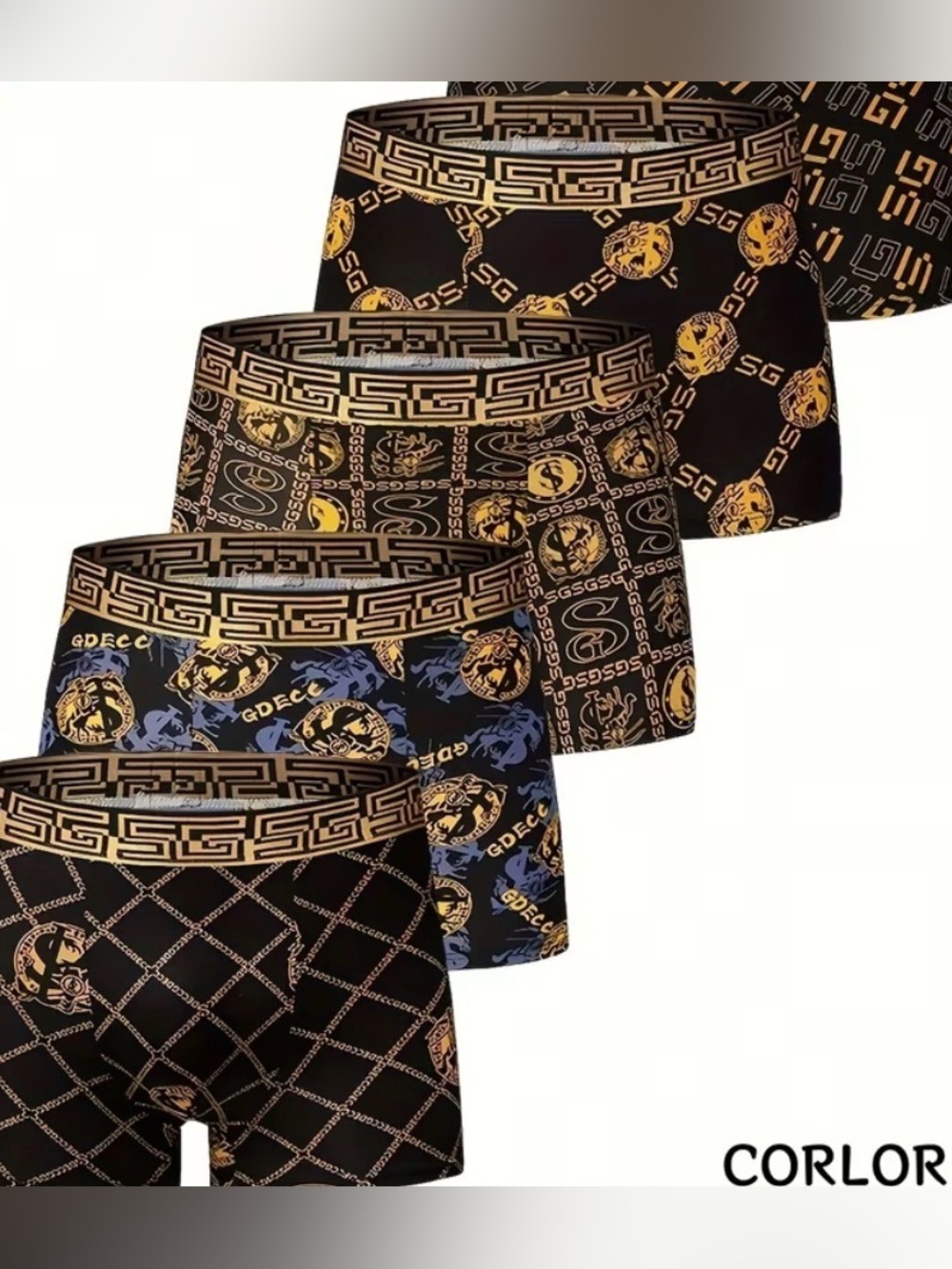 Men's XL Black & Gold Patterned Boxer Briefs various patterns